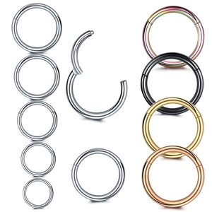 Aros de nariz con bisagra de acero inoxidable en varios tamaños y colores metálicos