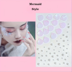 Détails des perles de visage style sirène et autocollants de coquillages pour maquillage