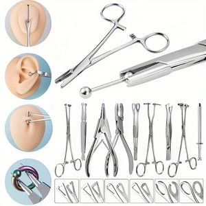 Professional Stainless Steel Body Piercing Tools Self Locking Positioning Clamps Forceps Tweezers For Ear Nose Septum Lip Navel