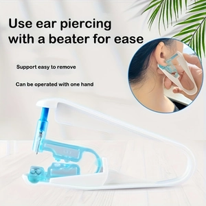 Détail d'un perce-oreille portable avec utilisation à une main et composants bleus internes