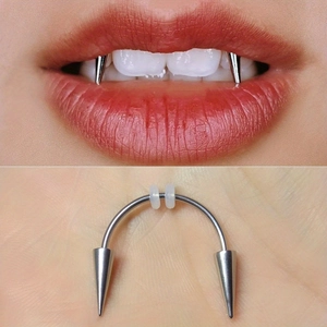 Piercing per labbra in acciaio inossidabile a forma di C con punte a zanna