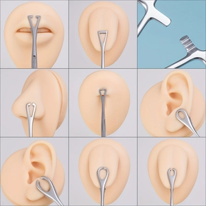 Set of professional stainless steel body piercing forceps for lip ear and nose piercing