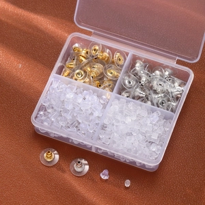 Ensemble de Fermoirs de Boucles d'Oreilles en Silicone et Alliage Avec Boîte de Rangement en Plastique Transparent