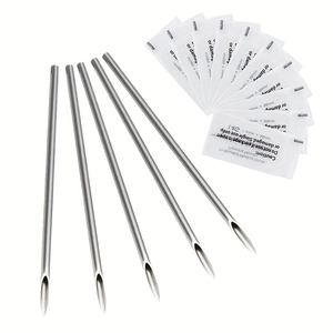 Professional 25-piece stainless steel 14G piercing needle kit with sterile accessories