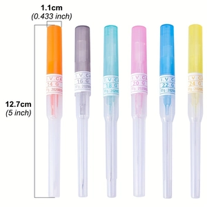 Set di aghi per piercing in acciaio inossidabile 14G-24G con mozzi colorati