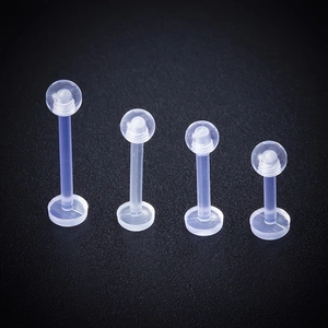 Transparent Acrylic Labret Stud Retainer Flexible Bioplast Lip Ring Piercing Jewelry Unisex Invisible Body Piercing Stud Multipack