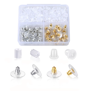 Lot de 610 fermoirs de boucles d'oreilles en silicone et métal avec boîte de rangement