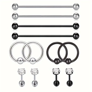 Conjunto de Joyas para Piercing de Acero Inoxidable Pendientes de Botón con Circón Pesas Industriales Joyas para el Cuerpo
