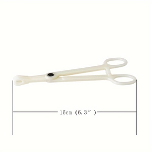 Professional 16cm white plastic piercing forceps with circular opening for precision tools