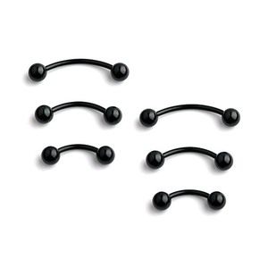 6pcs black stainless steel curved barbell eyebrow piercing jewelry set with ball ends