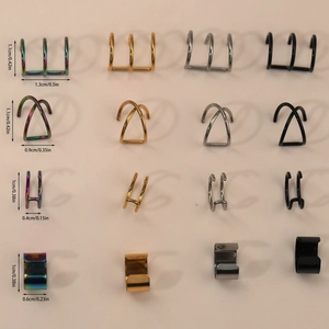 4-piece stainless steel non-piercing ear cuff set in silver gold black and rainbow finishes