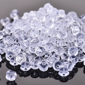 Bulk set of clear silicone burger shaped earring backs for studs and jewelry making