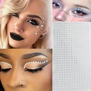 Self Adhesive Fake Piercing Stickers Face Rhinestone Decoration Acrylic DIY Body Jewelry For Makeup Party Festival Unisex