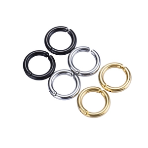 3-pair set of stainless steel hoop clip-on earrings in black, silver, and gold finish