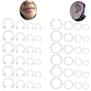 Clear Acrylic Nose Rings Piercing Jewelry For Women Men Transparent Horseshoe Barbell And Hoop Earring Body Piercing Jewelry