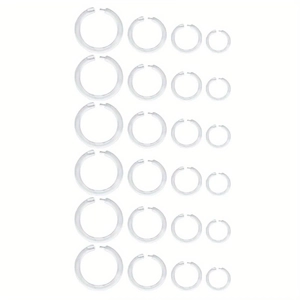 24-piece set of transparent acrylic nose rings in four sizes on a white background
