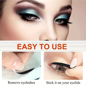 Λαμπερό ασημί eyeliner αυτοκόλλητο με οδηγίες χρήσης για τέλειο μακιγιάζ ματιών