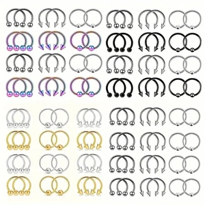 Edelstahl Körperpiercing Schmuck Set Hufeisen Hanteln Gefangene Perlenringe Nase Knorpel Ohrring Für Herren Damen