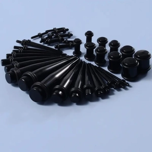 36pcs black acrylic ear stretching kit with tapers and plugs set for gauges