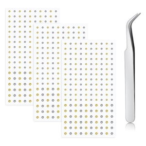 Face jewelry sticker set with tweezers and 3 sheets of gold and silver facial gems