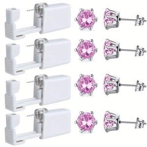 Outil De Perçage D'Oreille Indolore Jetable Avec Boucles D'Oreilles Clous En Zirconia Pour Salon Maison Unisexe