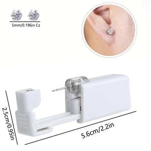 Kit de perçage d'oreille jetable avec clous en zircone 5mm et pistolets de perçage indolores
