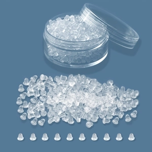 Fermoirs de Boucles d'Oreilles en Silicone Transparent Et Tige en Plastique Forme de Balle Avec Boîte Fabrication de Bijoux