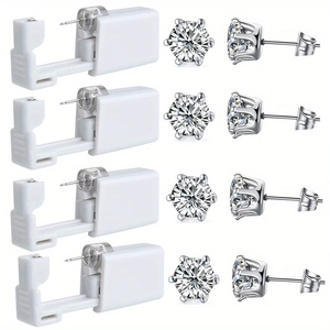 Kit de pistolet de perçage d'oreille jetable avec 4 paires de boucles d'oreilles zircon
