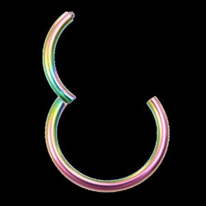 Rainbow-colored 316L stainless steel hinged segment ring for nose and ear piercing