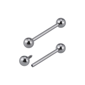 F136 titanium tongue ring with internal thread and high polished silver finish