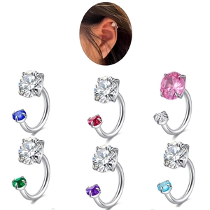 U-shaped horseshoe stud set in titanium steel with AAA cubic zirconia in 6 colors