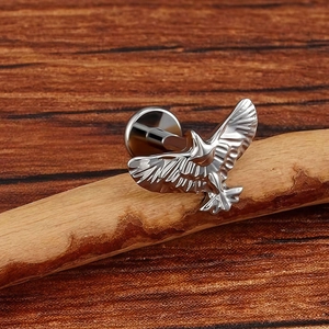 G23 titanium eagle labret stud for ear and lip piercings with polished silver eagle design