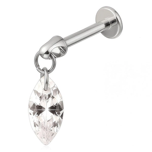 Piercing per Labbro Labret in Titanio G23 Con Ciondolo in Zircone Trasparente a Forma di Stella Cuore per Cartilagine