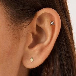G23 Titan Labret Stecker mit 5A Zirkon Feuerwerk Stern Design für Ohr und Lippe