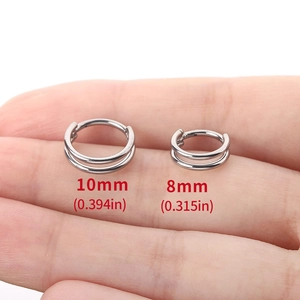 Anneaux de nez sans couture en titane G23 boucles d'oreilles argent 8mm et 10mm