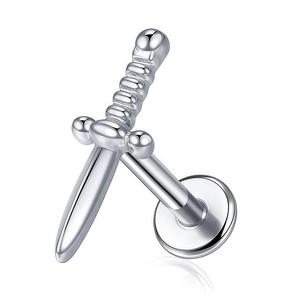Piercing de Titanio G23 ASTM F136 Espada Daga Rosca Interna Labret Labio Oreja Cartílago Tragus Joyería para Hombre Mujer