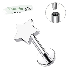 G23 Titanium ASTM F136 Ster Labret Stud Inwendige Schroefdraad Lipring Oorkraakbeen Helix Tragus Piercing Sieraden Unisex Zilverkleur