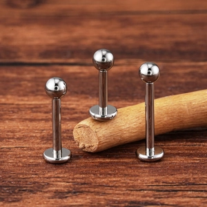 G23 titanium labret studs with ball top in three lengths for piercings and ear cartilage