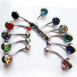 Set de 12 piercings de ombligo en acero inoxidable con brillantes piedras de circonita