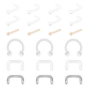 Clear Acrylic Invisible Nose Studs Retainers L-Shape Bone Straight Barbells Flexible Bioflex Body Piercing Jewelry For School Work