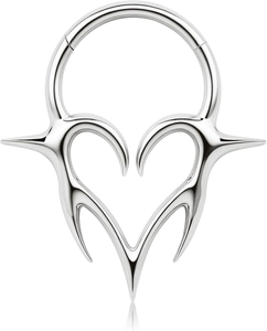 G23 Titanium 16G Hinged Septum Ring Gothic Flame Heart Thorn Nose Hoop Hypoallergenic Body Piercing Jewelry For Men Women