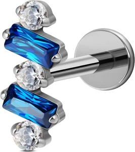 F136 Titanio Piercing Labret Filettatura Interna Anello Labbro Zirconia Forma Arco Gioielli Piercing Geometrici Orecchino Cartilagine