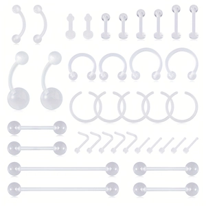 Clear Acrylic Bioflex Body Piercing Jewelry Nipple Tongue Nose Eyebrow Belly Lip Rings Studs Retainer Invisible Accessory
