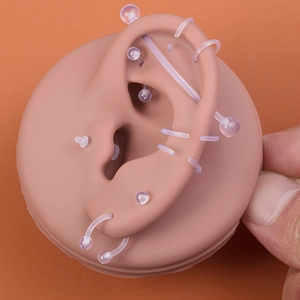 37-piece transparent acrylic body piercing set with rings and studs for ears and nose