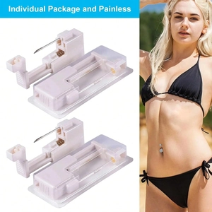 Set piercing ombelico usa e getta 5 pezzi con anelli in acciaio e strumento indolore