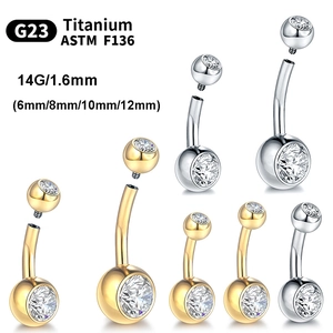 G23 Titanium Bauchnabelpiercing ASTM F136 Inwendige Schroefdraad 5A Zirkonia Goud Zilver Barbell Body Jewelry