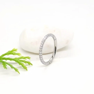 Detail of ASTM F136 titanium clicker hoop with double row CZ pavé and hinged closure