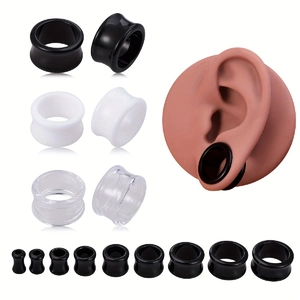 6-teiliges Acryl-Ohr-Expander-Set in Schwarz, Weiß und Klar in verschiedenen Größen