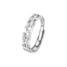 Detailed close-up showing the S925 hallmark on silver hollow curved open ring for women