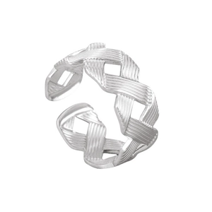 Anello regolabile minimalista in acciaio inossidabile con un elegante design a treccia